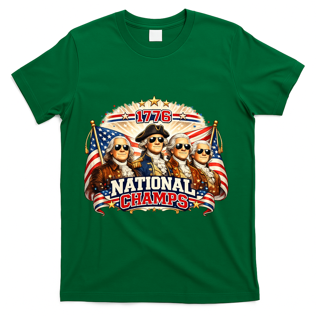 1776 National Champs Patriotic Founding Fathers T-Shirt product image 4