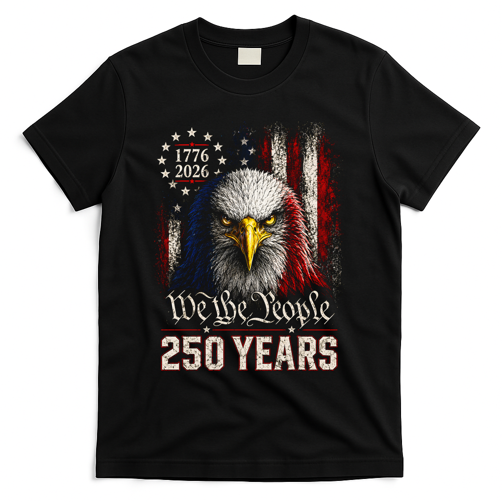 250 Years We The People Bald Eagle American Flag T-Shirt product image 1