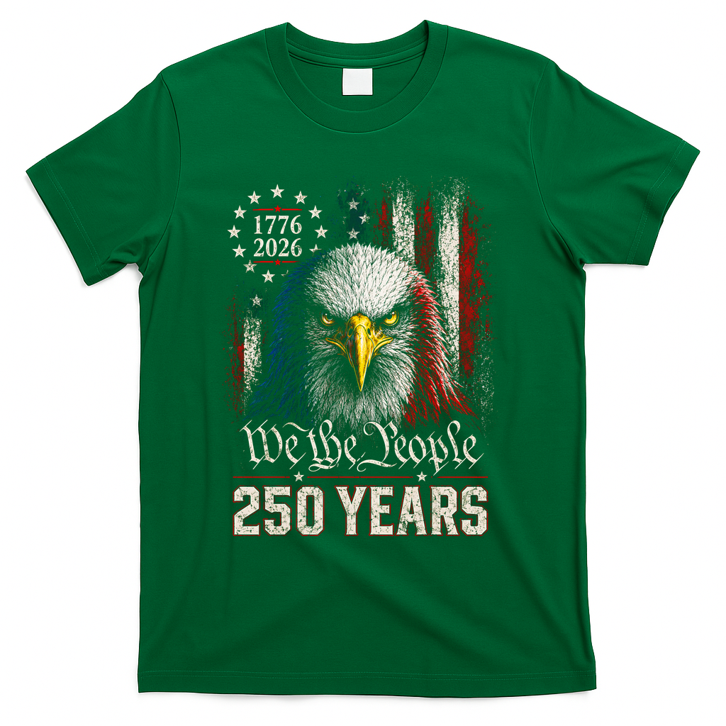 250 Years We The People Bald Eagle American Flag T-Shirt product image 4