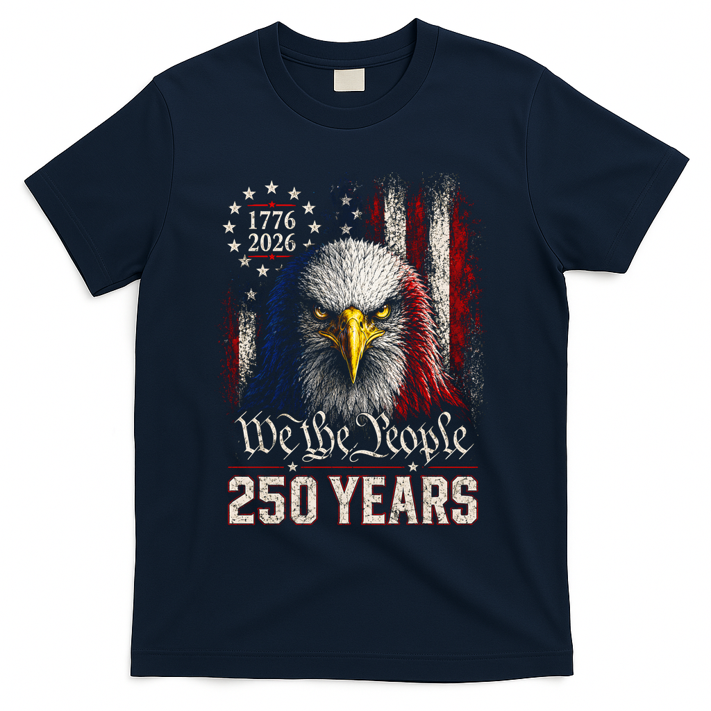 250 Years We The People Bald Eagle American Flag T-Shirt product image 3