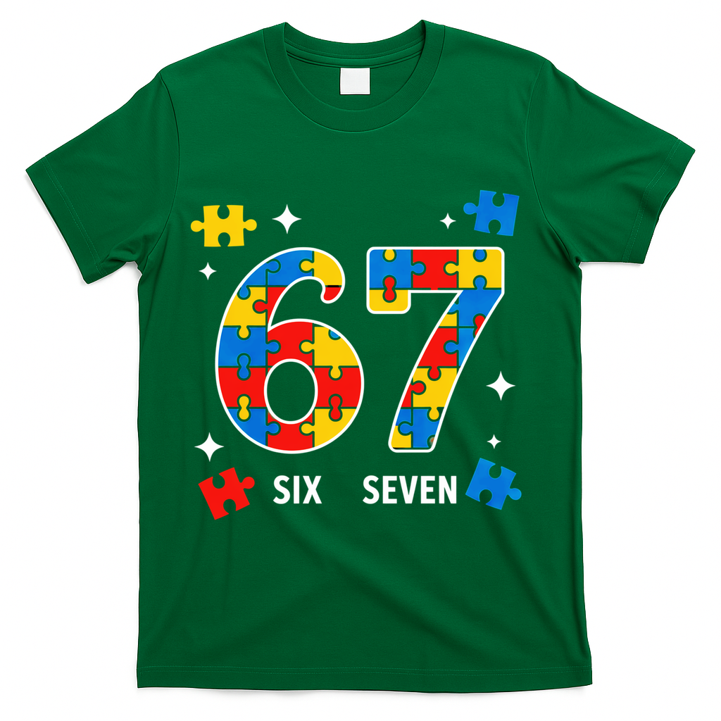 67 Autism Puzzle Six Seven T-Shirt product image 4