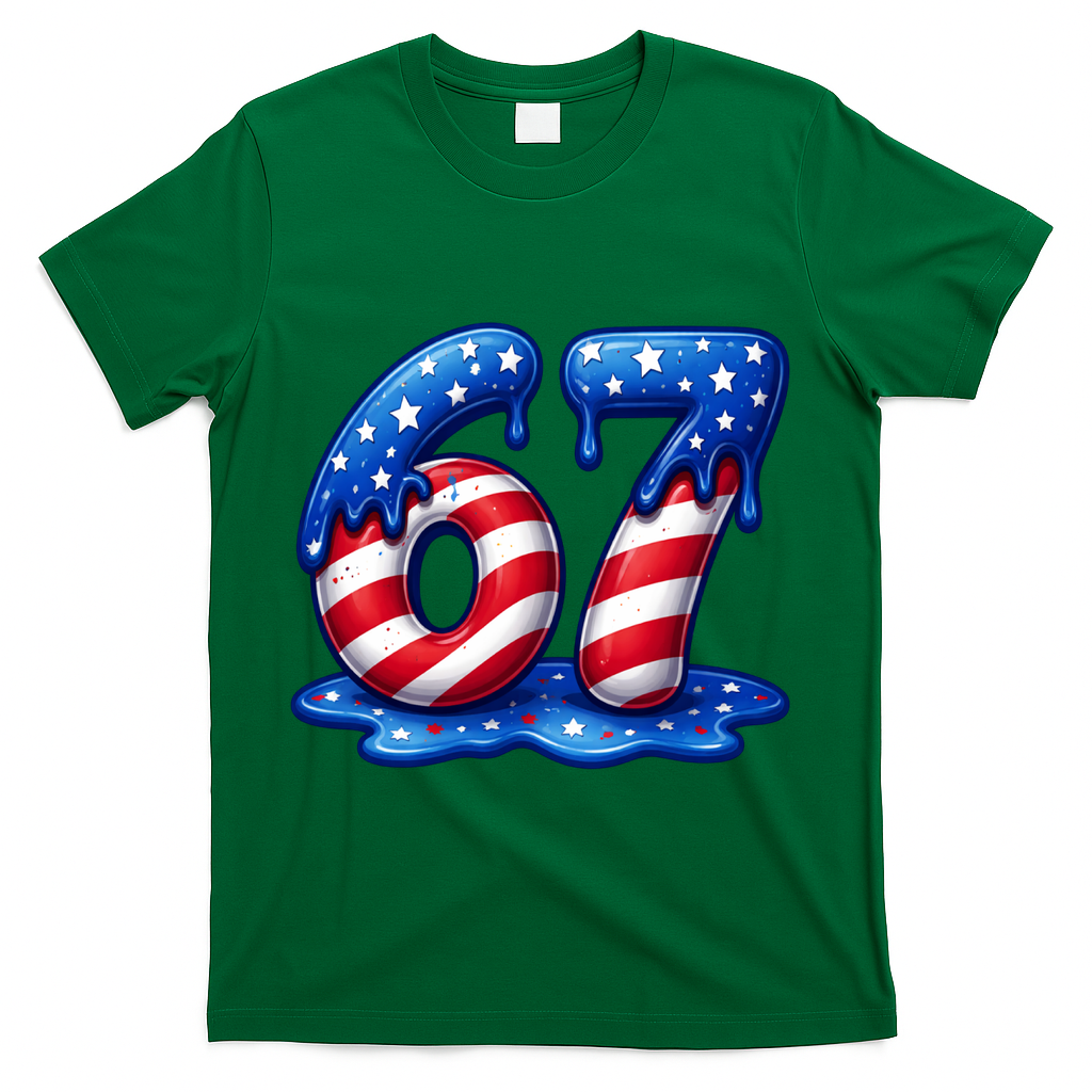 67 USA Flag Drip Patriotic 6-7 Meme T-Shirt product image 4