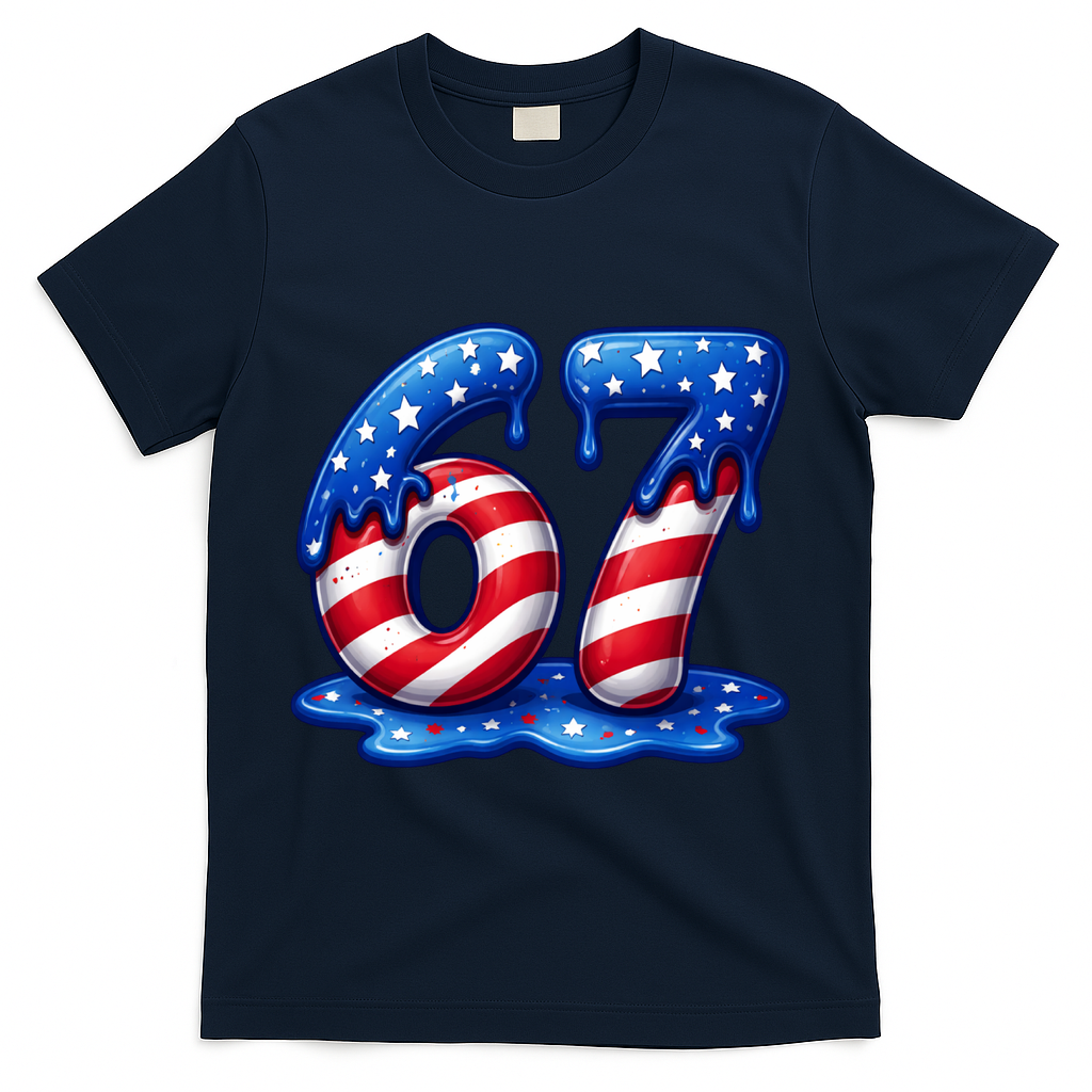67 USA Flag Drip Patriotic 6-7 Meme T-Shirt product image 3