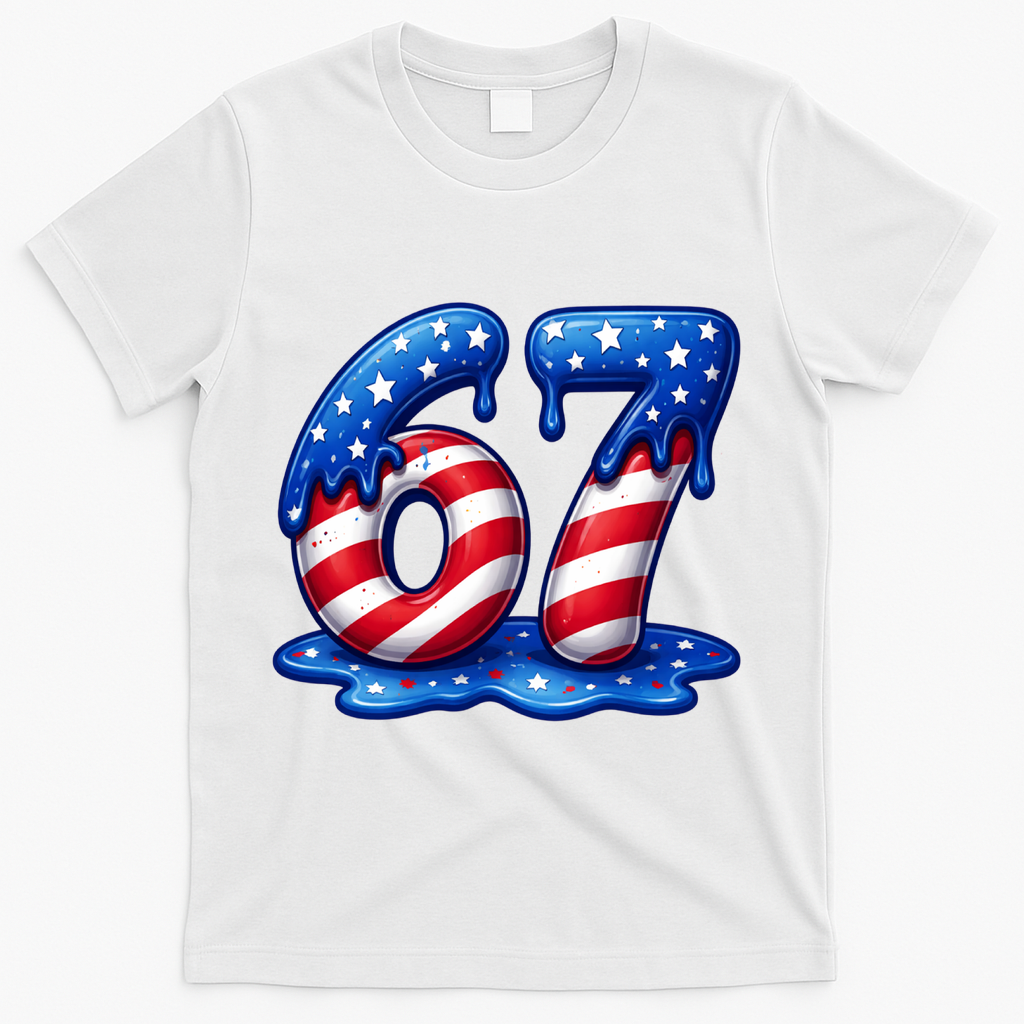 67 USA Flag Drip Patriotic 6-7 Meme T-Shirt product image 2