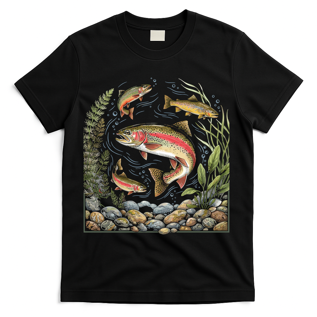 90s River Wildlife Fishing Vintage Rainbow Trout T-Shirt product image 2