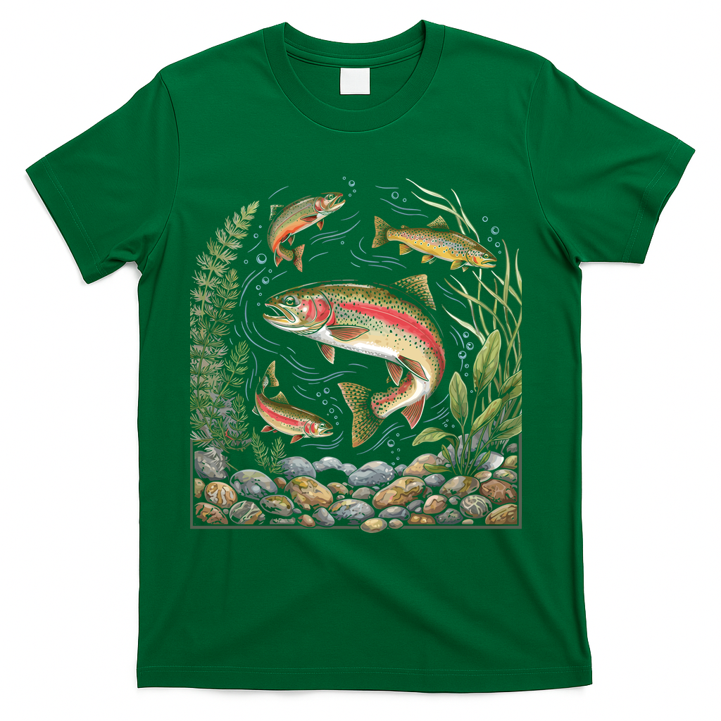 90s River Wildlife Fishing Vintage Rainbow Trout T-Shirt product image 4