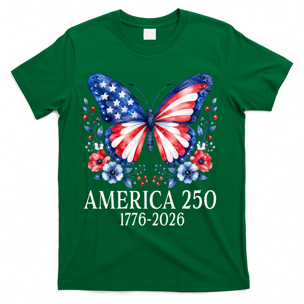 America 250 1776 -2026 Patriotic Flag Butterfly T-Shirt product image 4