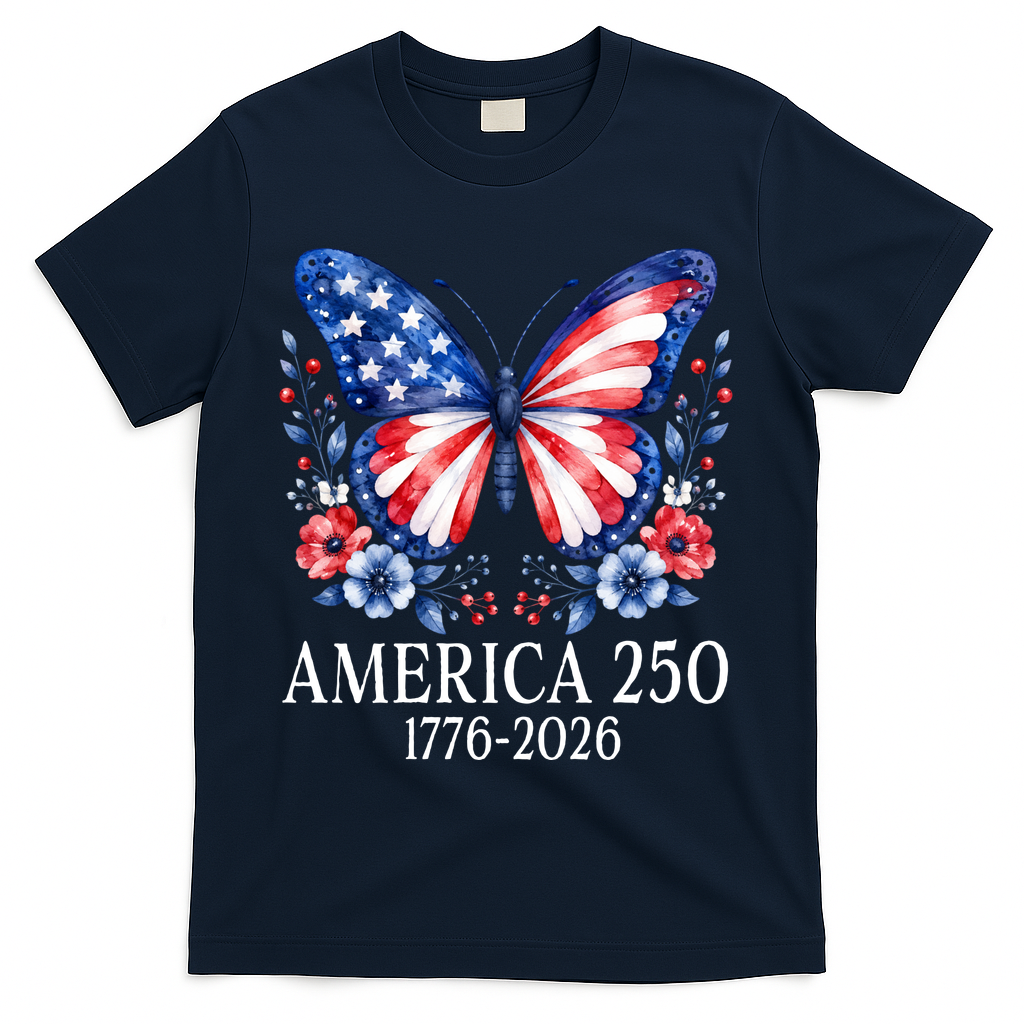 America 250 1776 -2026 Patriotic Flag Butterfly T-Shirt product image 3