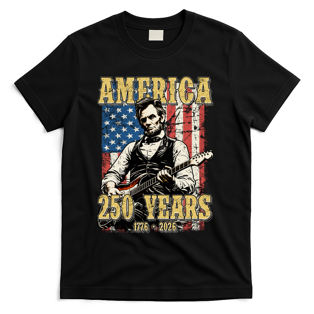 America 250 Years 1776 2026 Abe Lincoln Rocking Out Guitar product image 2