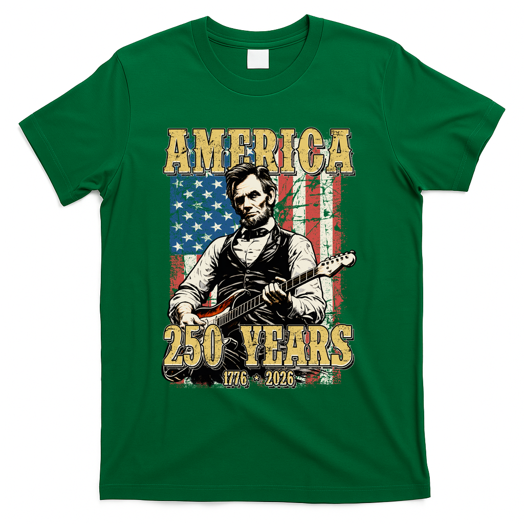 America 250 Years 1776 2026 Abe Lincoln Rocking Out Guitar product image 4