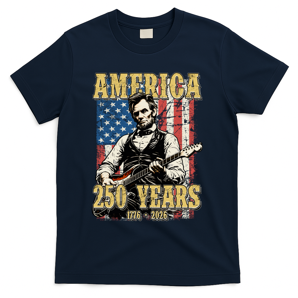 America 250 Years 1776 2026 Abe Lincoln Rocking Out Guitar product image 3