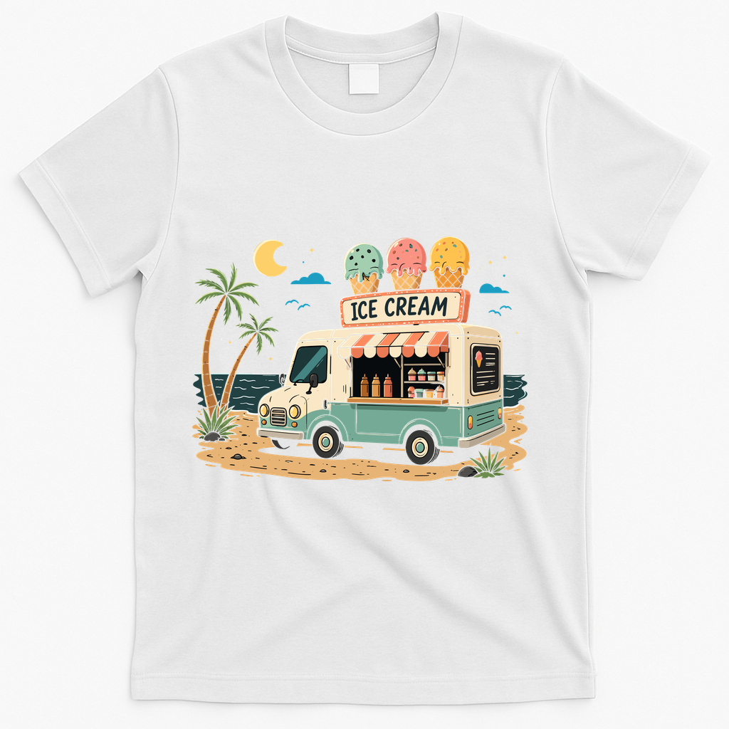 Arcade Ice Cream Truck Retro Summer 1980s T-Shirt product image 2