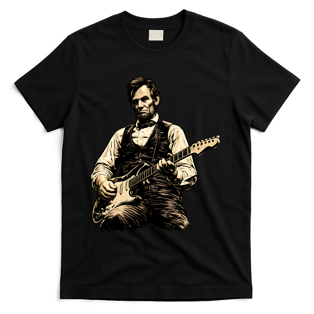Abraham Lincoln Abe Playing Guitar Vintage T-Shirt product image 2
