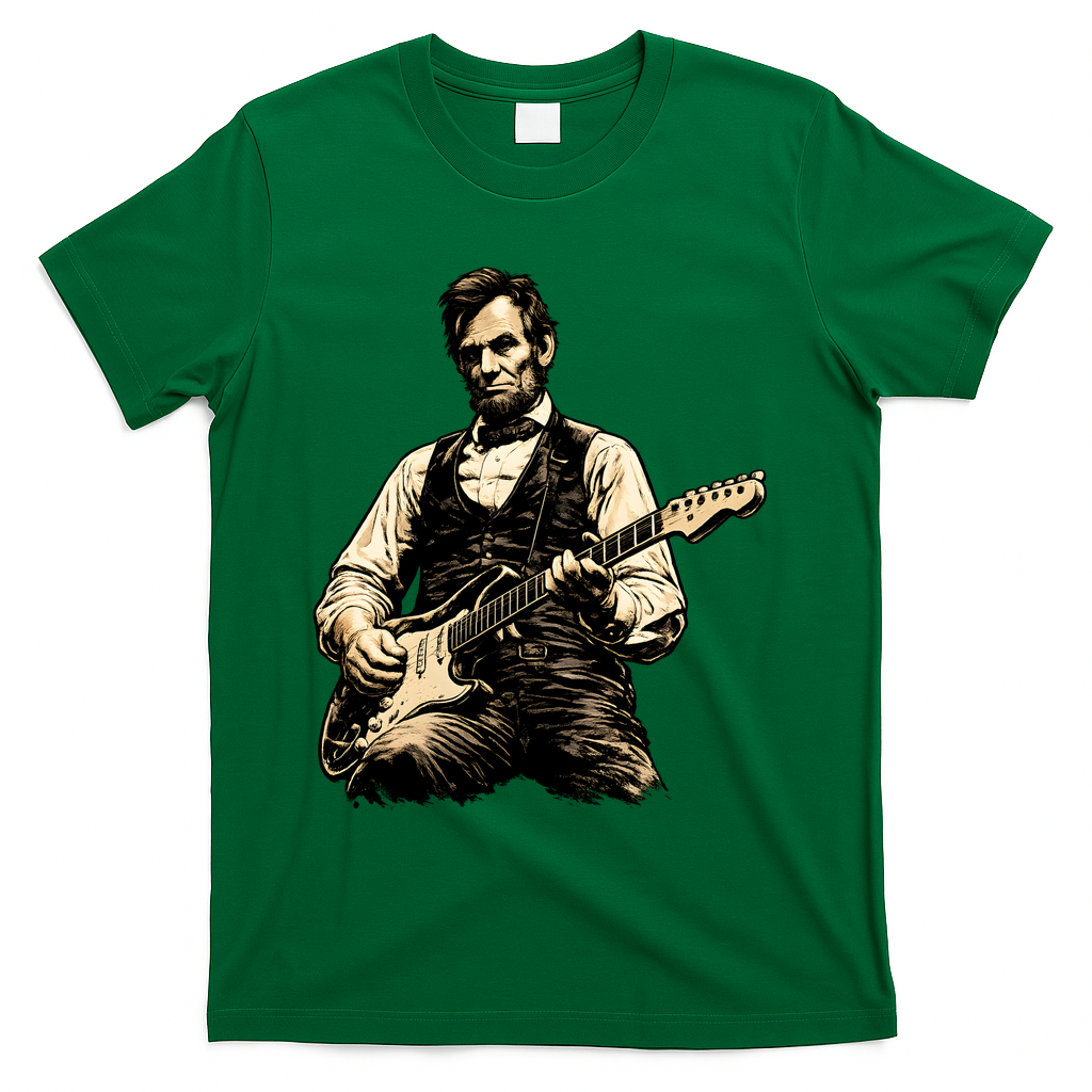 Abraham Lincoln Abe Playing Guitar Vintage T-Shirt product image 4