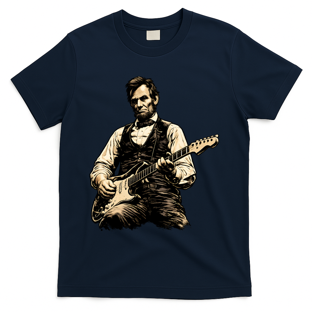 Abraham Lincoln Abe Playing Guitar Vintage T-Shirt product image 3