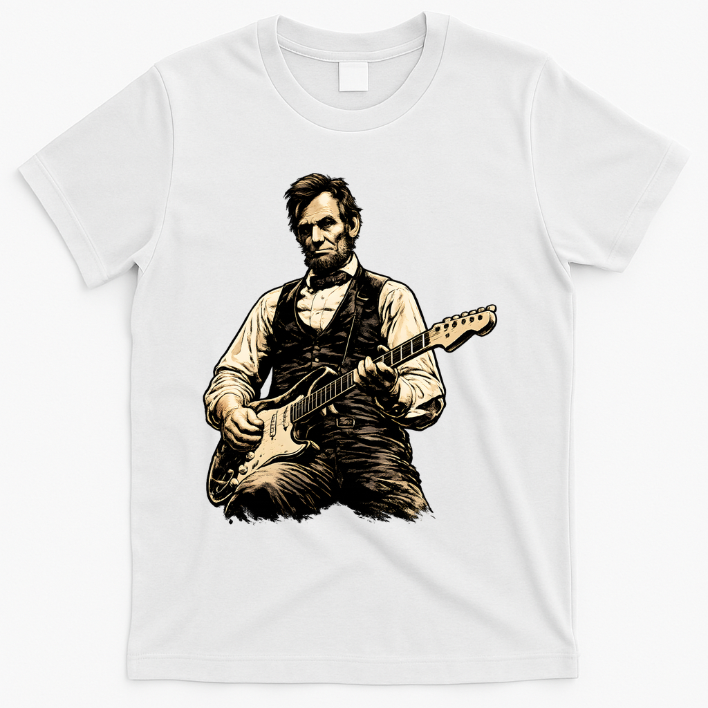 Abraham Lincoln Abe Playing Guitar Vintage T-Shirt product image 1