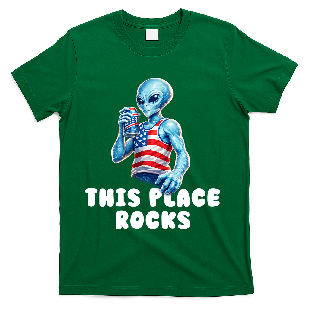 Alien This Place Rocks USA 4th Of July T-Shirt product image 4